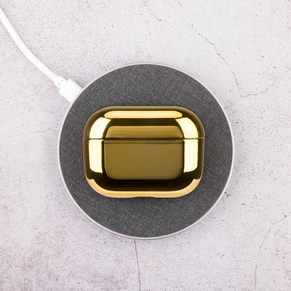 

For Case Luxury Gold Plating Hard Cover Bluetooth Wireless Earphone Case Headphone For Charging Box