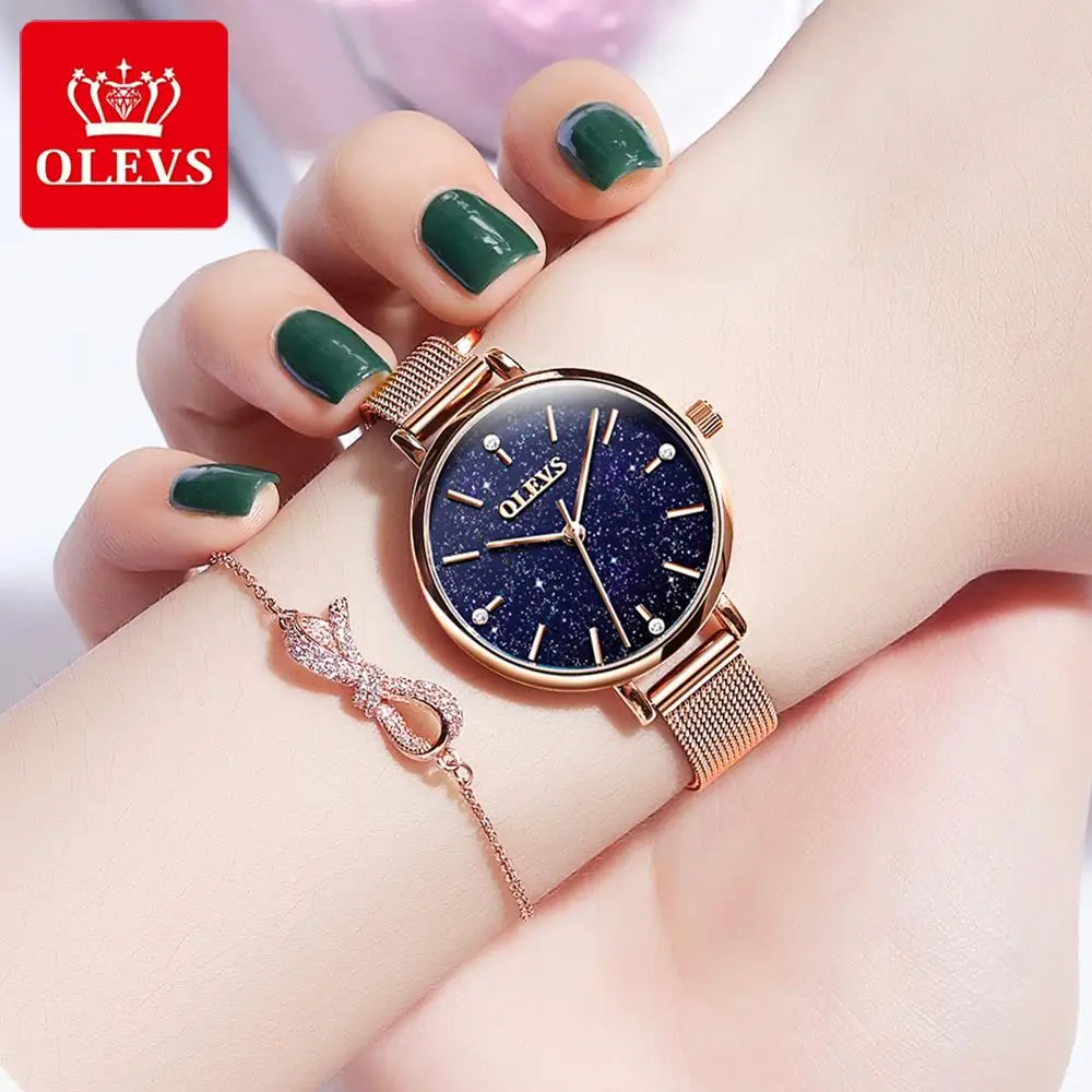 Звездное небо Кристалл женские часы Роскошные Кварцевые платье браслет наручные