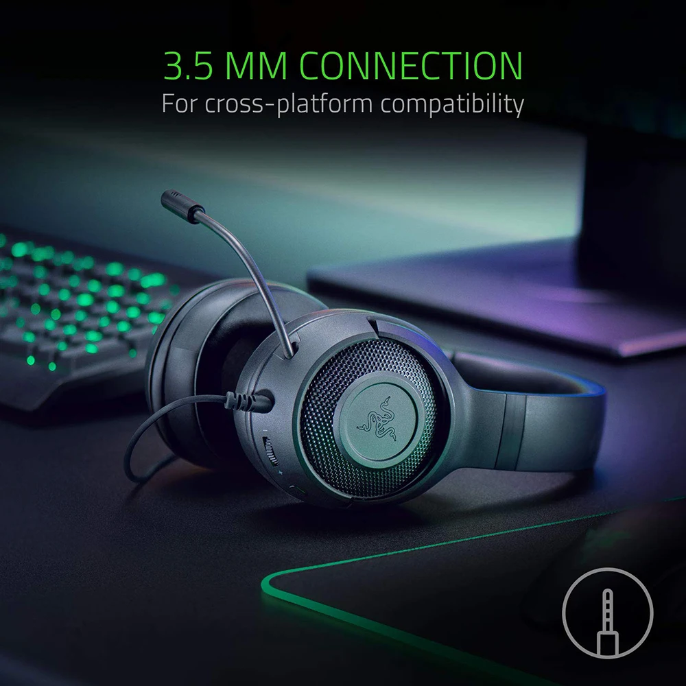 Оригинальная игровая гарнитура razer Kraken X, 7,1 объемный звук, ультралегкие наушники с шумоподавлением для ПК/ноутбука/Xbox/телефона, геймера