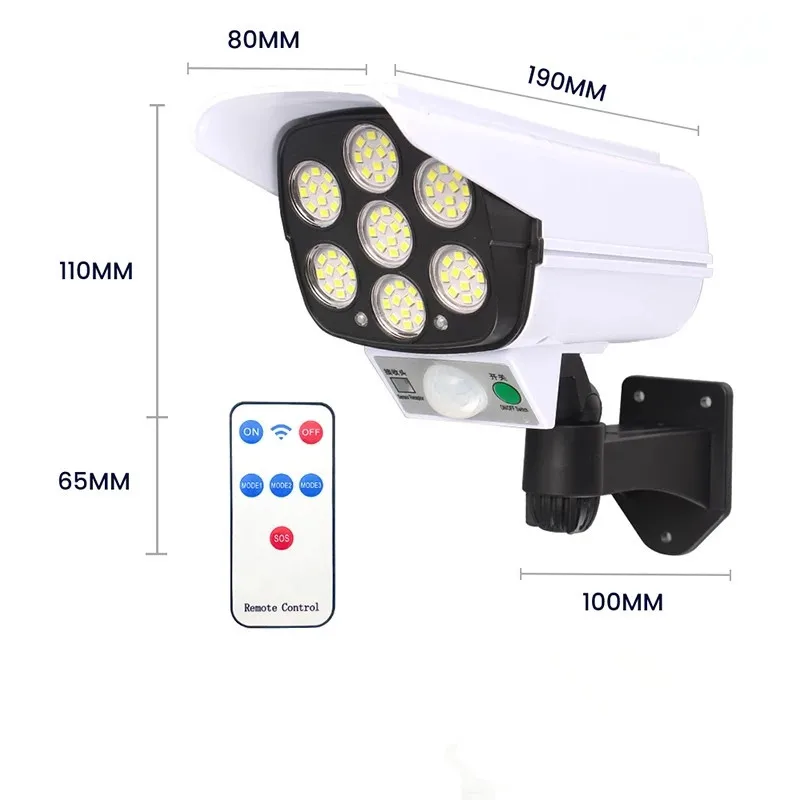 2 in 1 Solar Wall Light Outdoor Garden Floor Motion Sensor Security Dummy Camera Wireless Remote IP65 Waterproof solar | Освещение