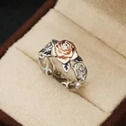 В Форме Розы, для кольца для женщин, винтажный стиль, ажурные цветы, два цвета, специальные подарки, модные украшения