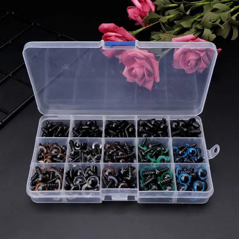 

264pcs 6-12mm Colorful Plastic Safety Eyes For Bear Doll Puppet Plush Animals With Gaskets C63C