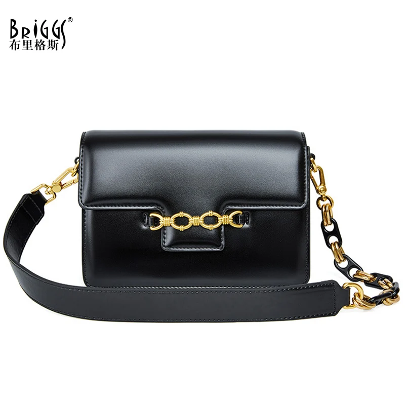 Женские сумки через плечо BRIGGS черные повседневные из спилка с цепочкой|Сумки