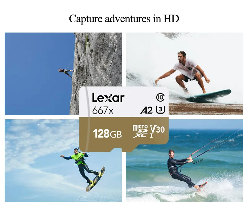 Lexar Профессиональный 667x слот для карт памяти 128 ГБ A2 Class 10 V30 100 МБ/с. U3 Micro SD карты 256 ГБ для 1080p Full-HD 3D видео в формате 4K