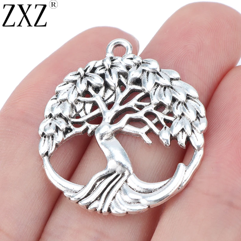 

ZXZ 20pcs Tibetan Silver Tree Round Charms Pendants For Necklace Jewelry Makings Findings 32x29mm