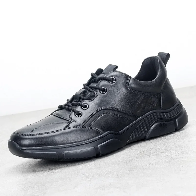 

Vintage Men's Casual Genuine Leather Shoes Breathable Wear Resistant Brand New Trend Shoe Spring Man Round Toe Sewing Flats