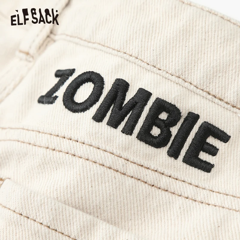ELFSACK женские штаны-шаровары с мультяшным принтом, Новинка осени, хлопковые прямые брюки, уличная одежда, повседневные женские штаны со средней талией