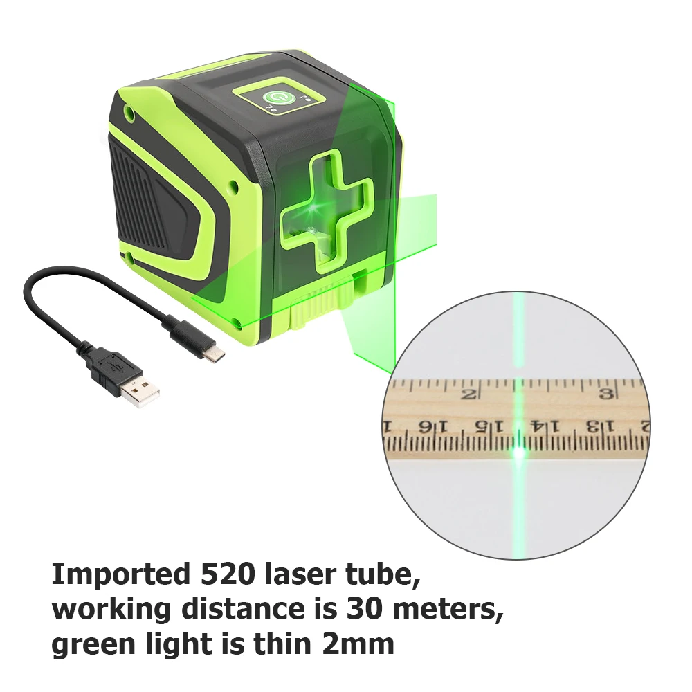 

2 Lines Laser Level Self Levelling ( 3.5 degrees) Green Beam Laser Horizontal & Vertical Cross-Line Laser with Magnetic Base