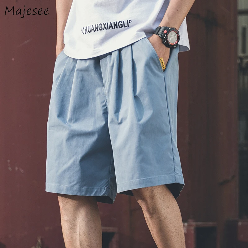 

Men Casual Shorts Plus Size 3XL Elastic Waist Drawstring Patchwork Knee Length Beach All-match Males Leisure Chic Loose Trendy