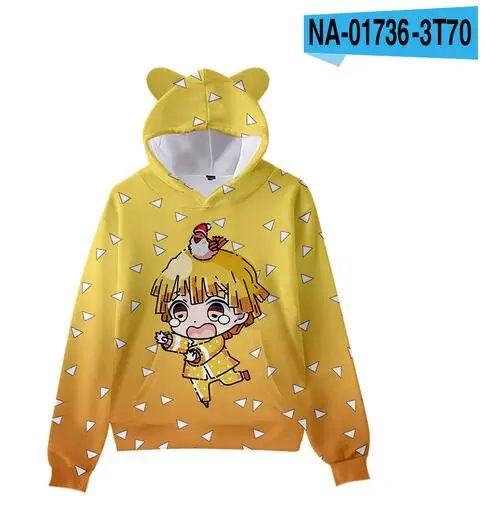 

Kimetsu no Yaiba Comic Cat ears Hoodies Boys/Girls Cute Hoodie Sweatshirts Pullover 3D Print Autumn Demon Slayer Hooded