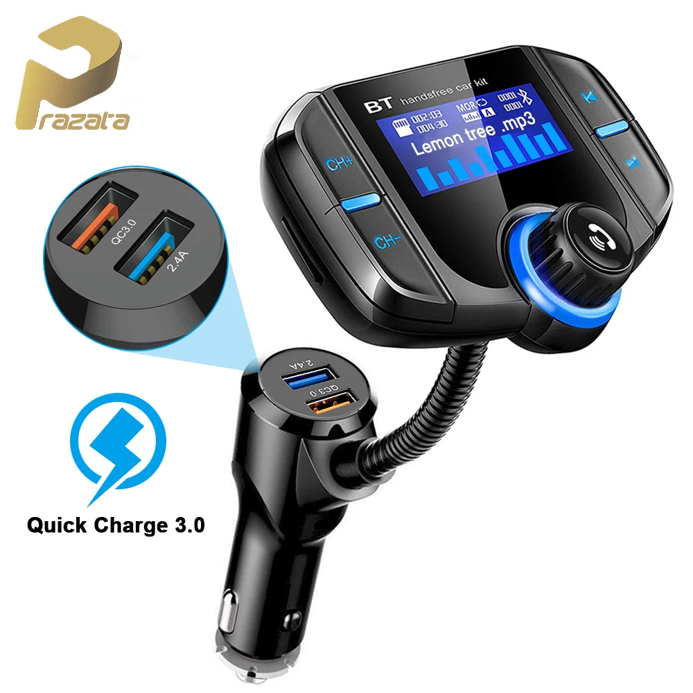 Bluetooth Fm-трансмиттер Prazata автомобильный AUX-передатчик ТВ-радио двойной USB QC3.0
