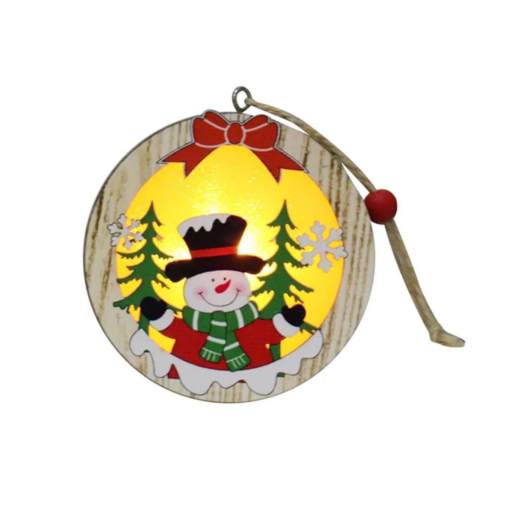 Новогоднее горячее Рождественское украшение Деревянный светящийся круглый