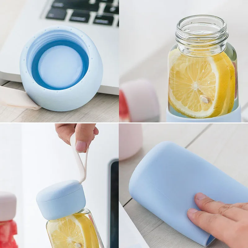 Стеклянная бутылка для воды с силиконовым чехлом 400 мл | Дом и сад