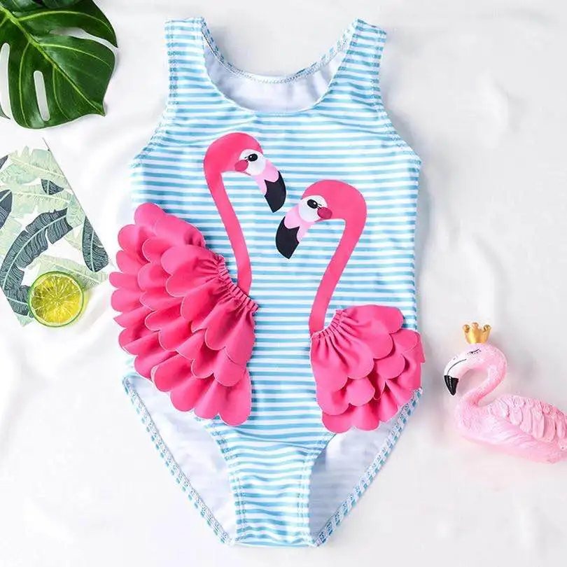 cute swan pattern kids girl one piece swimwear bikini swimsuit bathing suit for children | Children One-Piece Suits