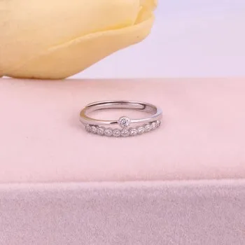 

New 925 Silver Diamond Jewelry Korean Fashion Opening Crown Ring Manufacturer FSR027WRXWA