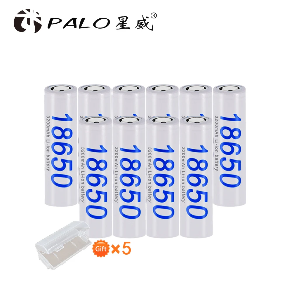 PALO 10pcs18650 3,7 v 3200 mah 18650 литиевая аккумуляторная батарея для фонарика Panasonic батареи