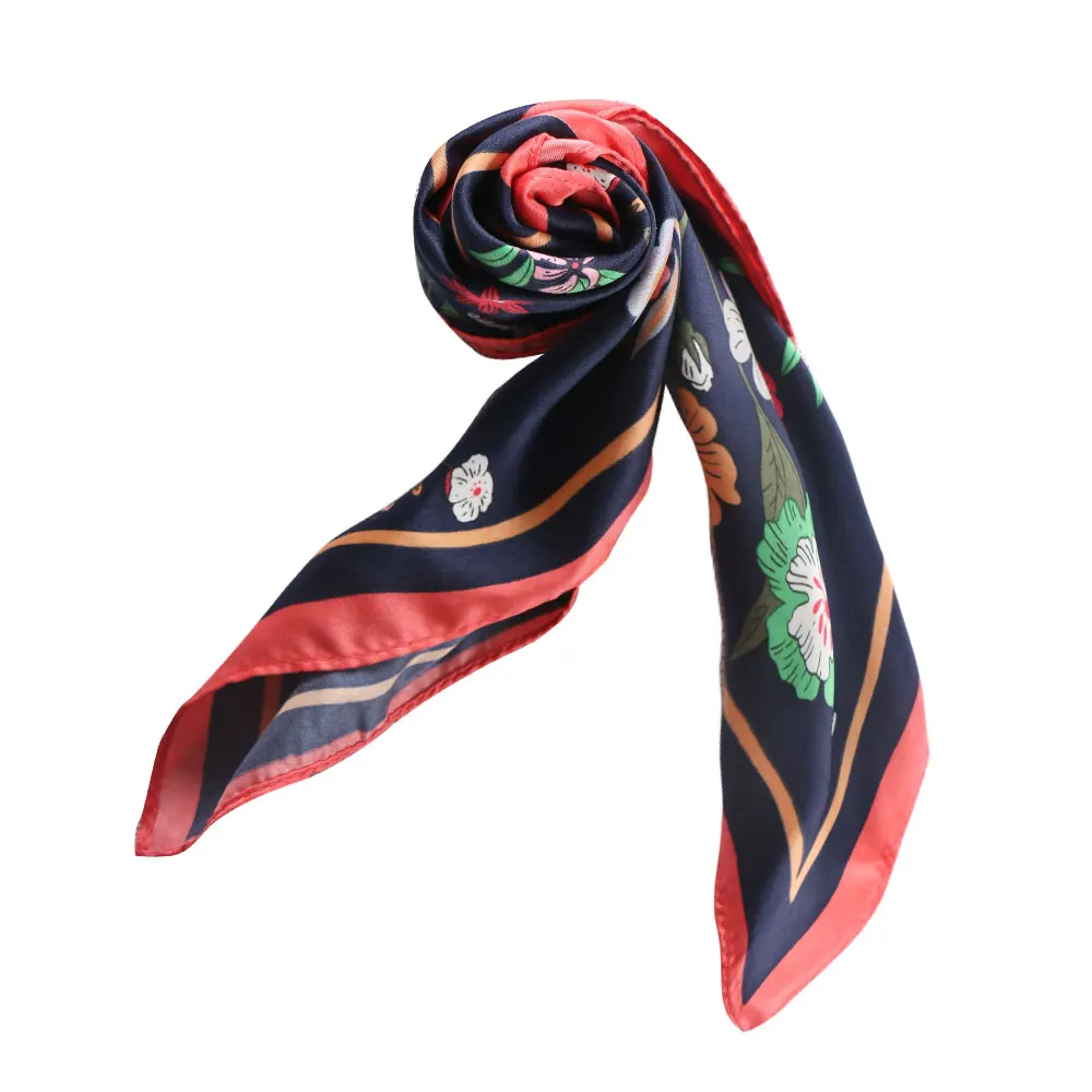 Модные женские носовые платки шарф весна лето полосатые шелковые квадратные