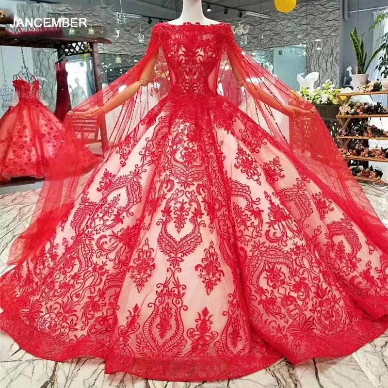 LS325411 красное винтажное бальное платье для невесты свадебные вечерние платья с