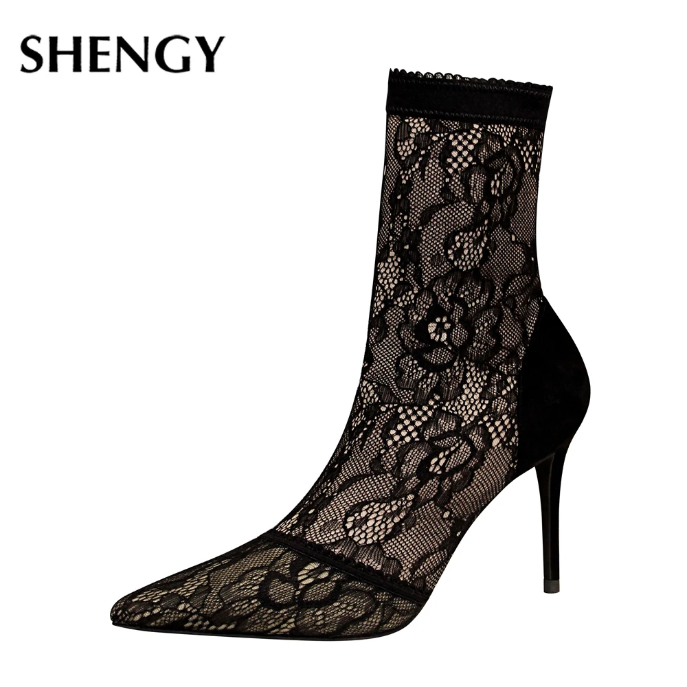 2020 женская обувь 9 см модные сексуальные узкие кружевные туфли на шпильке с