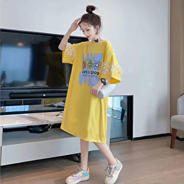 

Very fairy long short sleeve T-shirt women tide ins summer 2021 new sweet salt design large size jacket