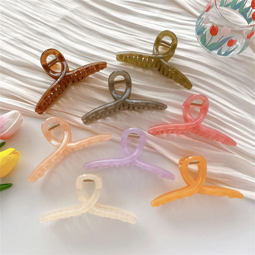 

Korean Jelly Color Big Hair Claws Elegant Frosted Acrylic Hair Clips Hairpins Barrette Headwear For Women Girls Hair Accessories