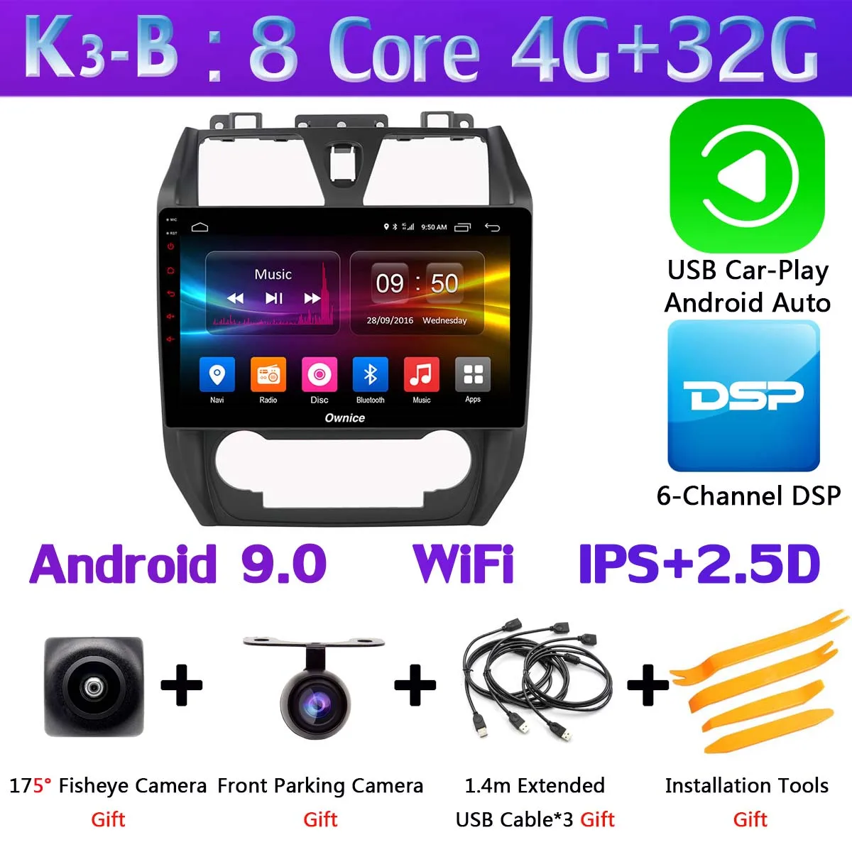 K3-B-CarPlay Ownice 10," K1 K3 K5 K6 автомобильный dvd-плеер для Geely Emgrand EC7 EC715 EC7-RV EC718 2012- радио gps CarPlay DSP 360 ° панорамный - Цвет: K3-B-CarPlay