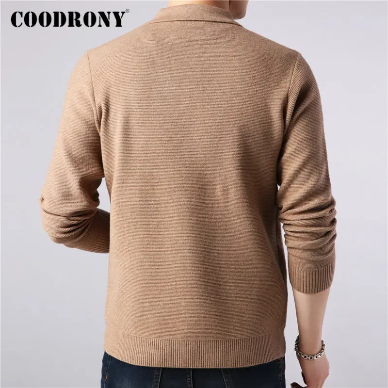 Бренд COODRONY, мужской свитер, уличная мода, мужской свитер, пальто, Осень-зима, теплый кашемировый шерстяной кардиган, мужской кардиган с карманом, 91104