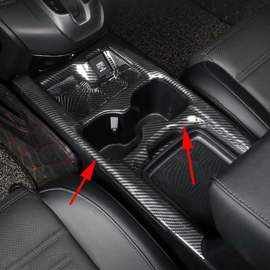 

Carbon Fiber Style Water Cup Holder Cover Trim Frame Decoration Fit for Honda CRV 5th 2017 2018 2019 ABS