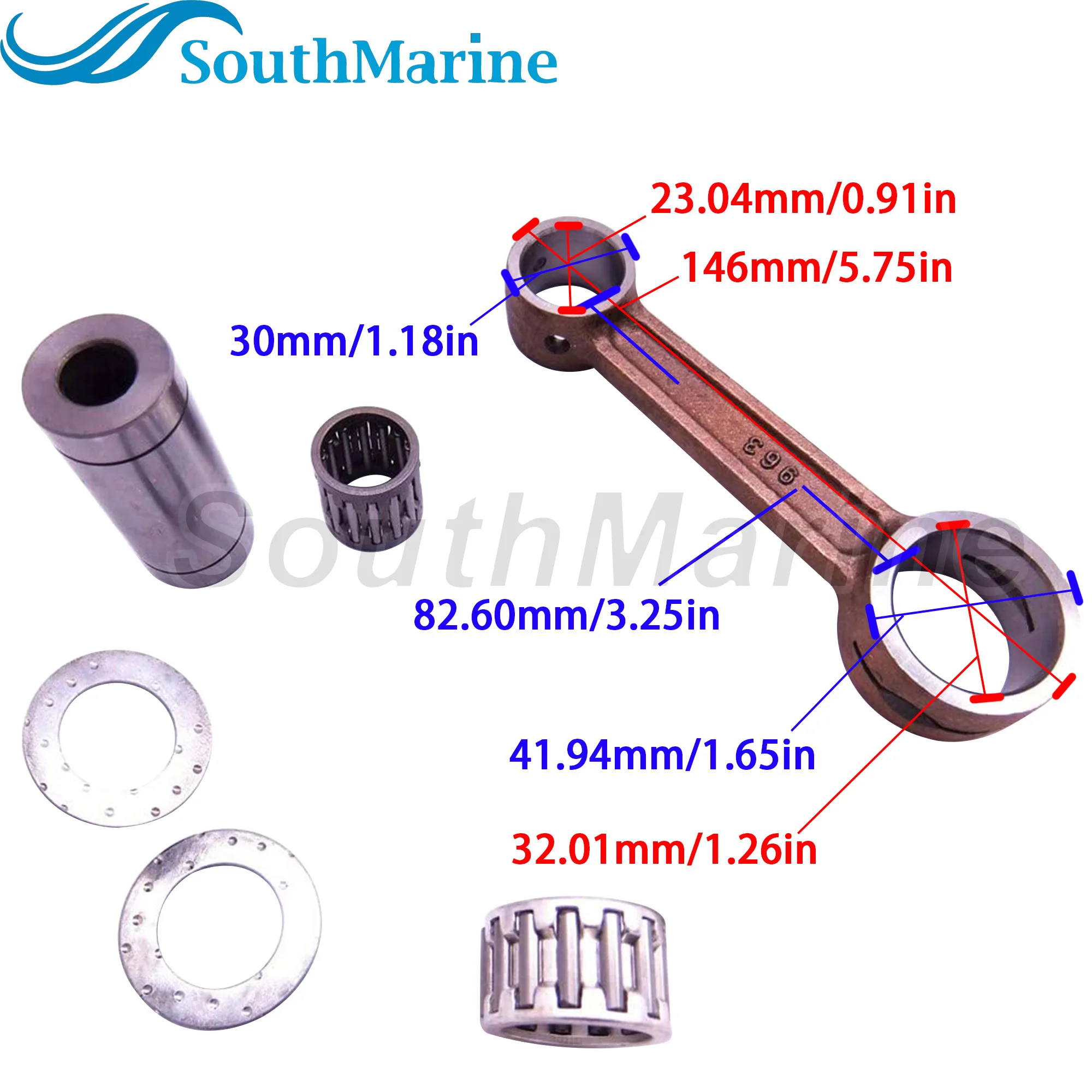 Комплект шатунов 12161-96300 12161-91L00 для Suzuki DT20 DT25 DT30 20HP 25HP 30HP Outboard Motor Marine 18-1758.