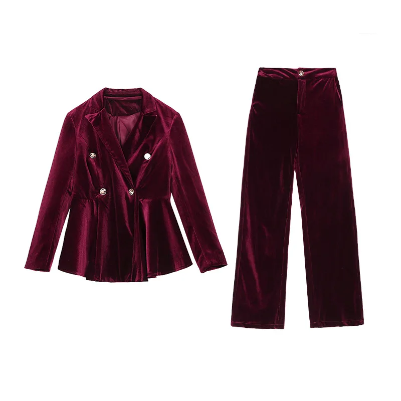 

Женские костюмы, комплект из 2 предметов, новая зимняя золото бархатный костюм комплект Женская мода костюм размера плюс был тонкий комплек...