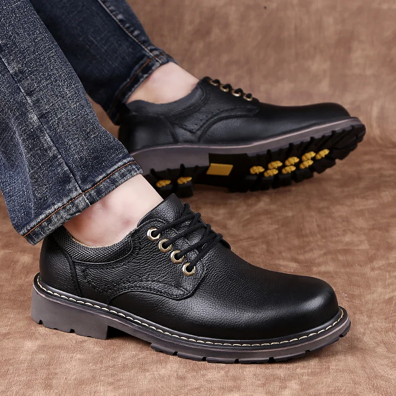

Men genuine Leather Shoes lace up oxfords spring autumn Men's Flats Oxfords Shoes outdoor Man Causal Shoes Lace-Up Shoes For Men