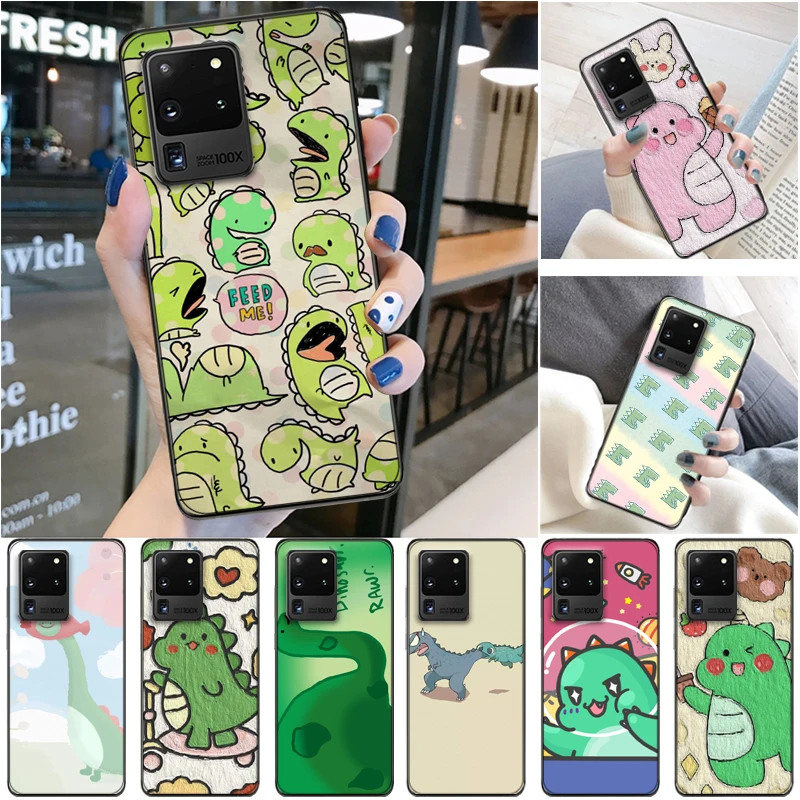 

Cute Couples Dinosaur Flowers Funny Color Painting Phone Case For Samsung Galaxy S20 Ultra FE Lite Plus Coque Carcasa