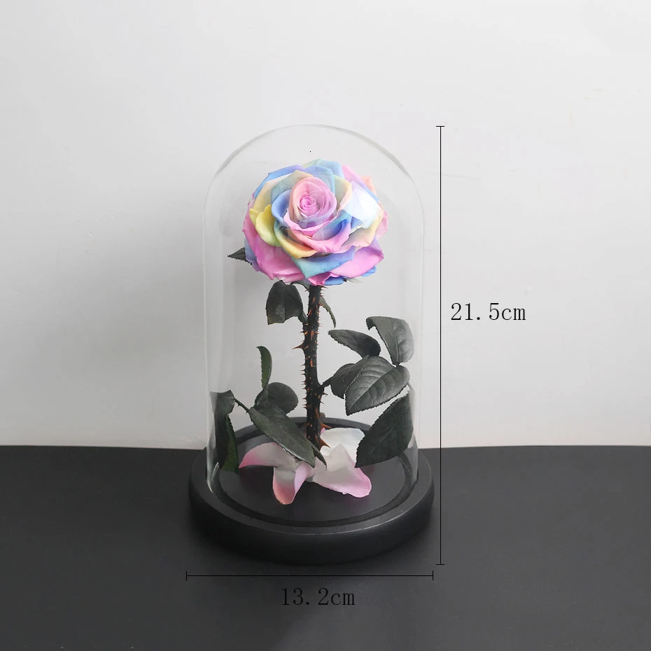 

6 Styles Wholesale The Beauty and The Beast Fresh Flowers Red Eternal Roses In A Glass Dome Valentine Christmas Gift Dropshiping