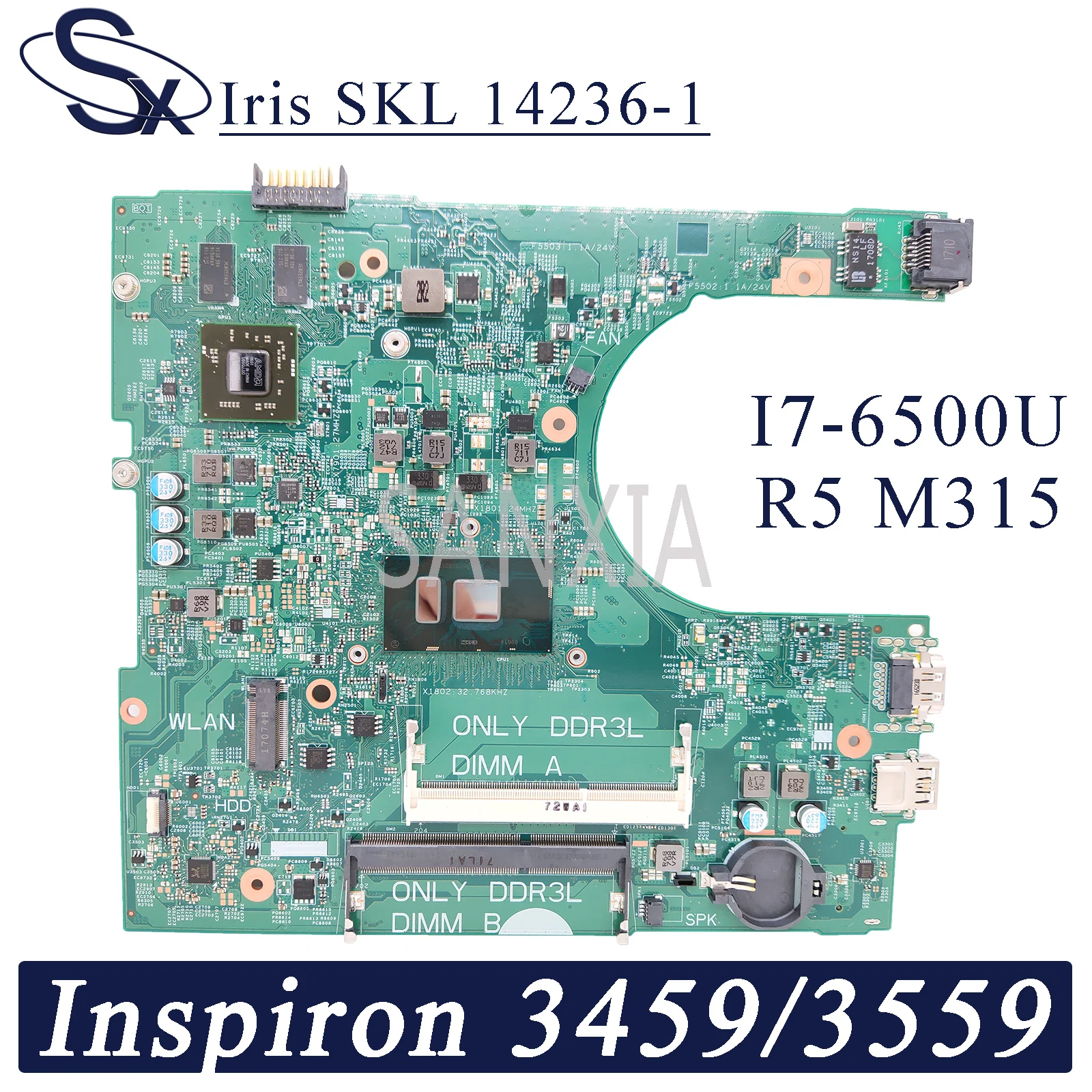 

KEFU 14236-1 Laptop motherboard for Dell Inspiron 15-3559 14-3459 original mainboard I7-6500U R5-M315 2GB
