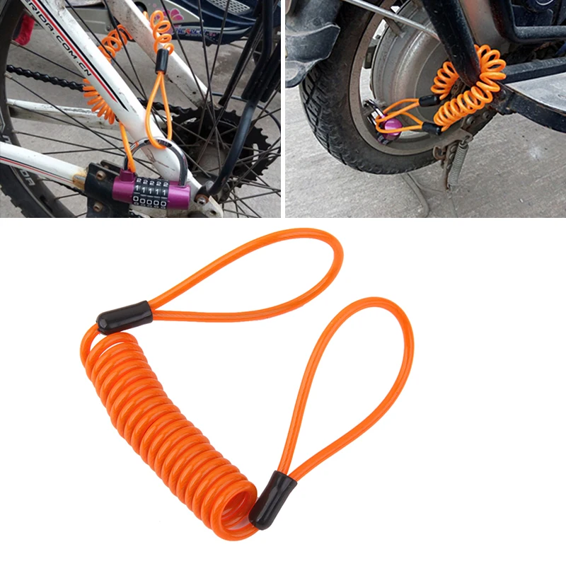 

Safety Lanyard Spring Coil Wire Rope Disc Brake Lock Reminder Cable -Orange