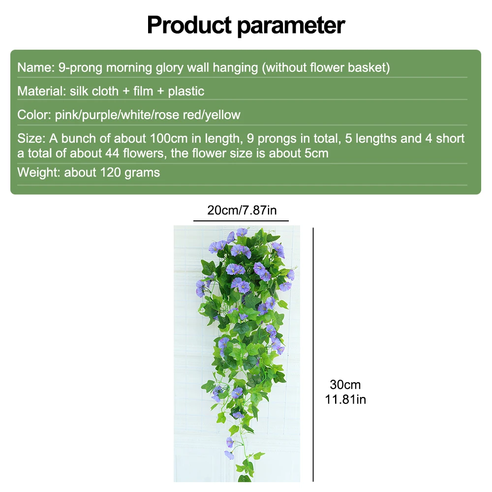 

Morning Glory Imitation Flower Vine Artificial Flower Wall Hanging Plant Rattan Wall Artificial Flower Home Decor Supplies