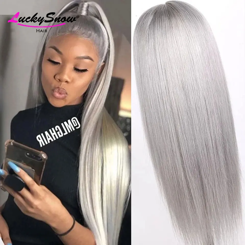 

Grey Human Hair Wig Grey Lace Front Wig Brazilian Remy 13x4 Lace Front Human Hair Wigs For Women Gray Bob Transparent Lace Wigs