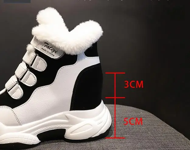 

Winter Thick Warm Sneakers Women Platform Flats Short Plush Fur Casual Increased Chunky Sneakers Hook Loop Buckle Flats
