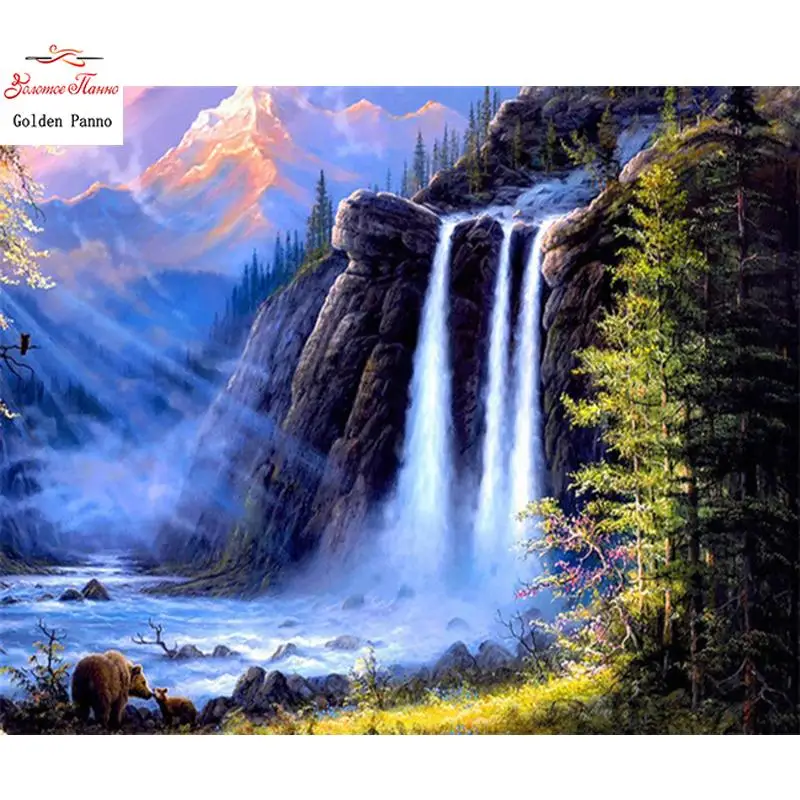 Diamond Painting Waterfall Square Diamond Home Decoration Landscape Diamond Embroidery Landscape Picture