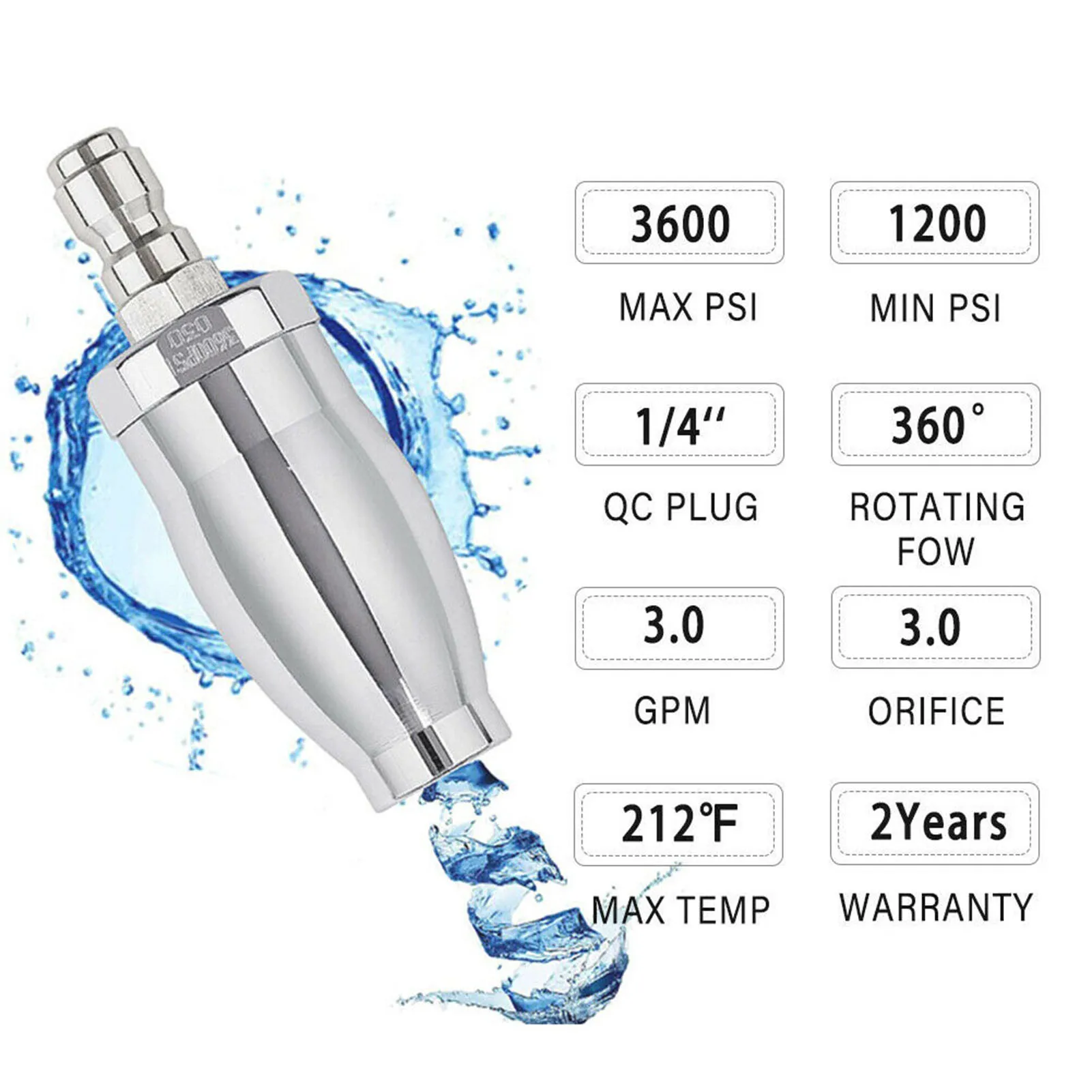 

Вращающаяся сопло для мотора 3600PSI 1/4 '', Быстроразъемное устройство для очистки фотоэлементов давления