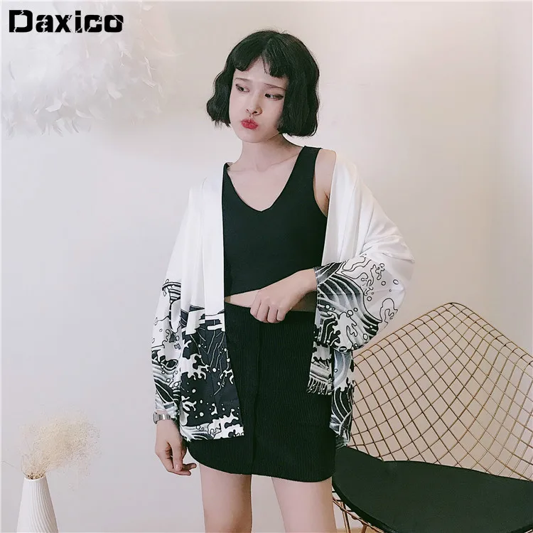 

Женское кимоно в японском стиле, кардиган с перьями, летнее пальто, женская винтажная блузка в стиле Харадзюку, Традиционная японская самурайская юката, 2020