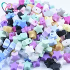 10 шт., силиконовые бусины с цветными звездами, не содержит бисфенола А, для ухода за ребенком, жевательная для прорезывания зубов, соска с бусами прорезыватель, ожерелье сделай сам