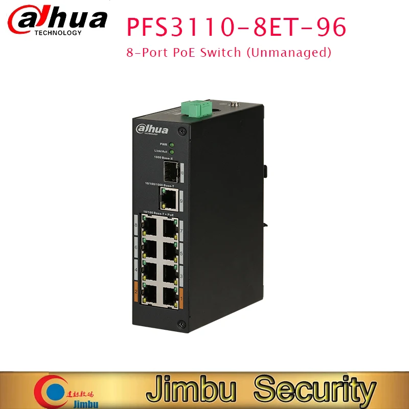 Dahua PoE Switch PFS3110-8ET-96 8-Port PoE Switch Dual Power Backup 8K MAC Address 8-pin Assignment PoE Power Supply BT 90W