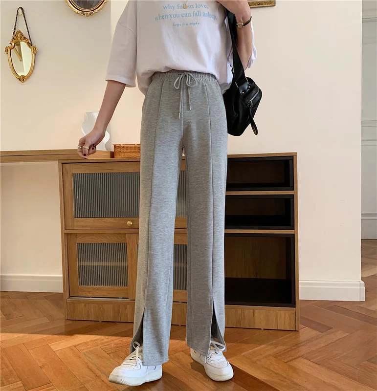 

Осенняя одежда Real Shot широкие брюки с разрезом женские новые свободные