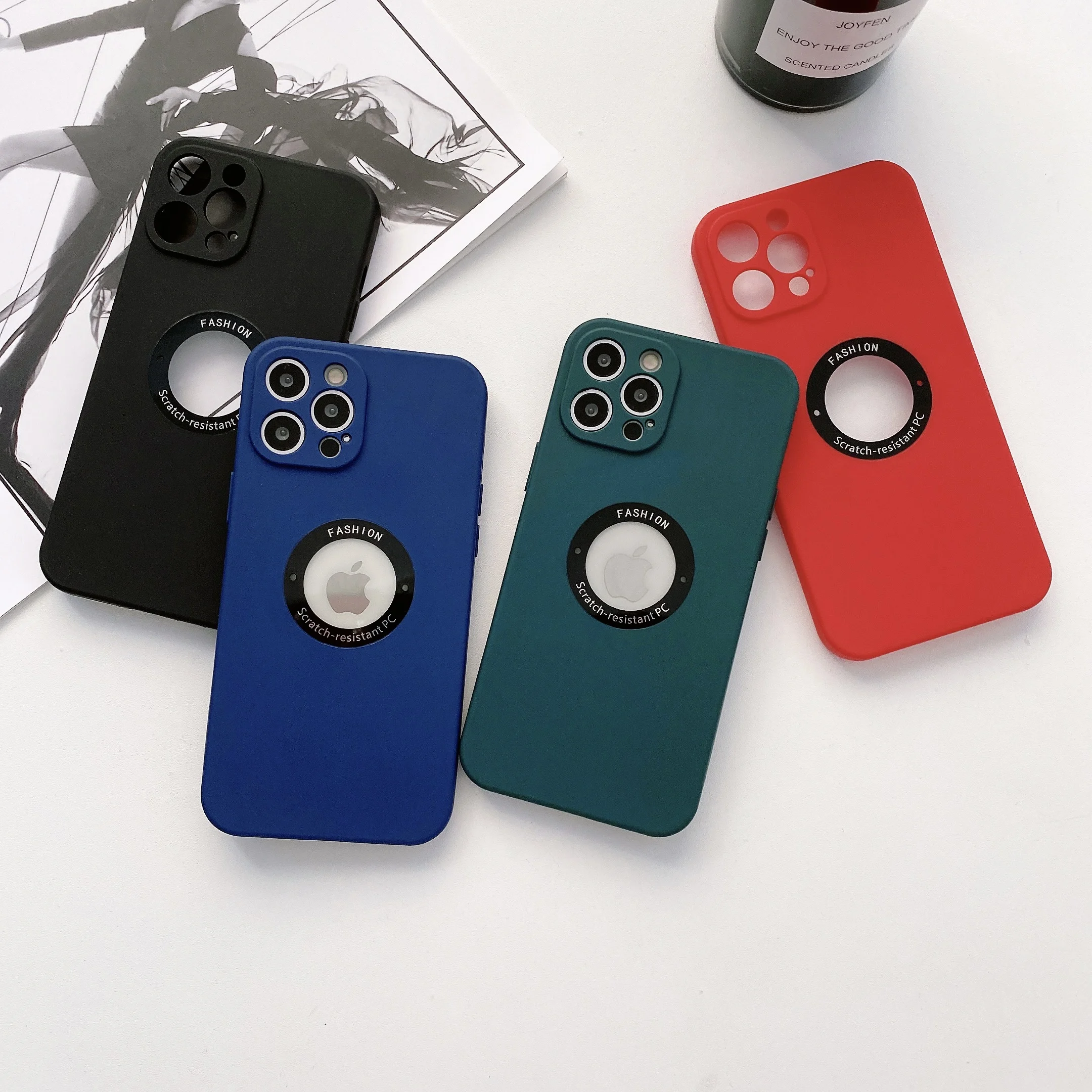

Fashion Shockproof Phone Case For iPhone XR 11 12 X XS Pro Max SE 2020 7 8 Plus Color Logo Hole Thin Soft Silica gel Back Cover