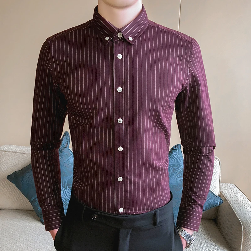 

High Quality Men's Shirt Regular Fit Male Brand Smart Casual Long Sleeved Striped Shirts Soft Comfortable 4XL 5XL