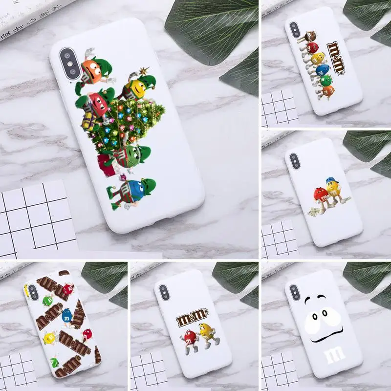 

USAKPGRT M&Ms Chocolate Box Phone Case for iPhone 11 Pro Max X XR XS 8 7 6s Plus Candy white Silicone Cases
