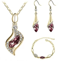 korean style water drop crystal earrings pendant necklace bracelet exquisite fashion women jewelry