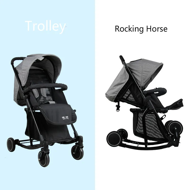 Multifunction Baby Stroller and Rocking Horse Portable Lightweight Newborn Carriage Infant Four Wheels Foldable Travel Pram