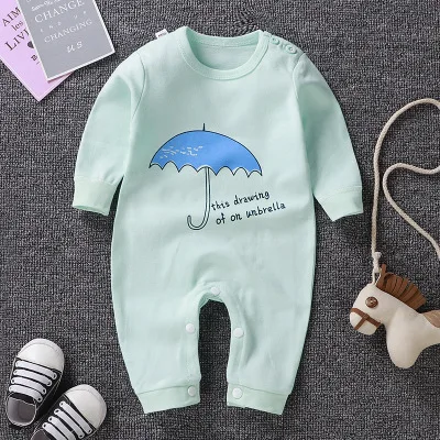 umbrella Детская одежда из хлопка для новорожденных, осенние детские комбинезоны унисекс для детей от 0 до 3 месяцев, от 3 до 15 месяцев, детские комбинезоны с длинными рукавами и рисунком кролика и медведя - Цвет: umbrella